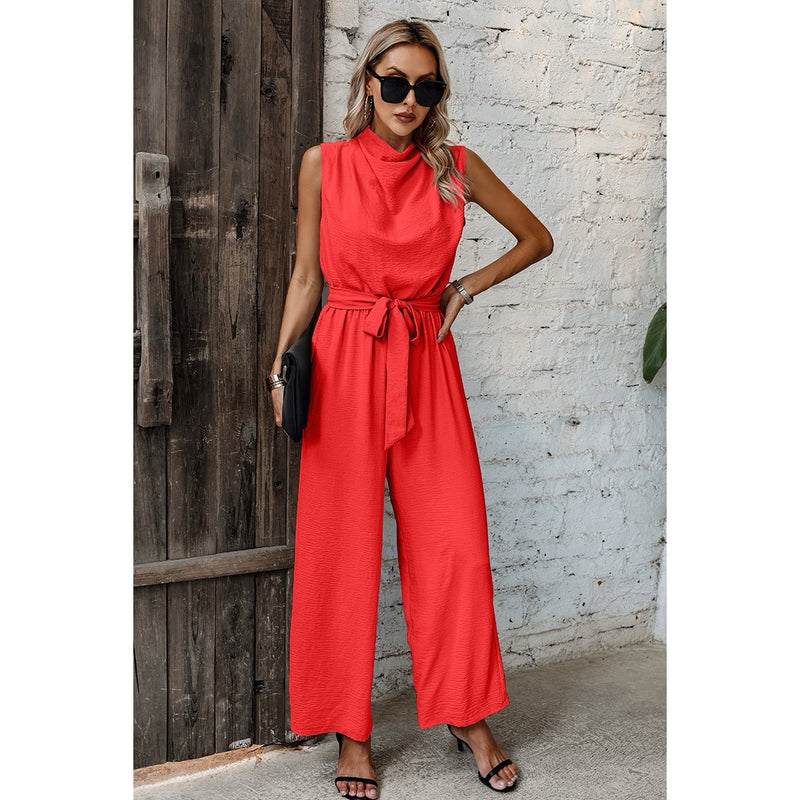 Louise - Red Cowl Neck Jumpsuit