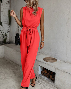Louise - Red Cowl Neck Jumpsuit