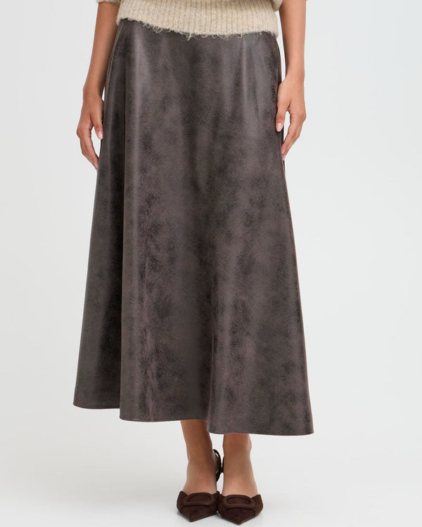 B.Young Brown Mix Midi Skirt