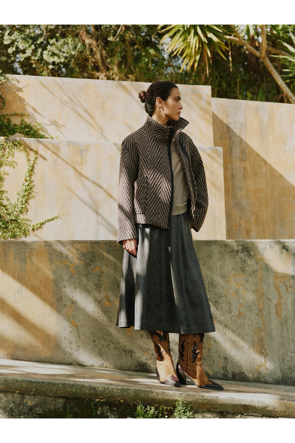 B.Young Brown Mix Midi Skirt