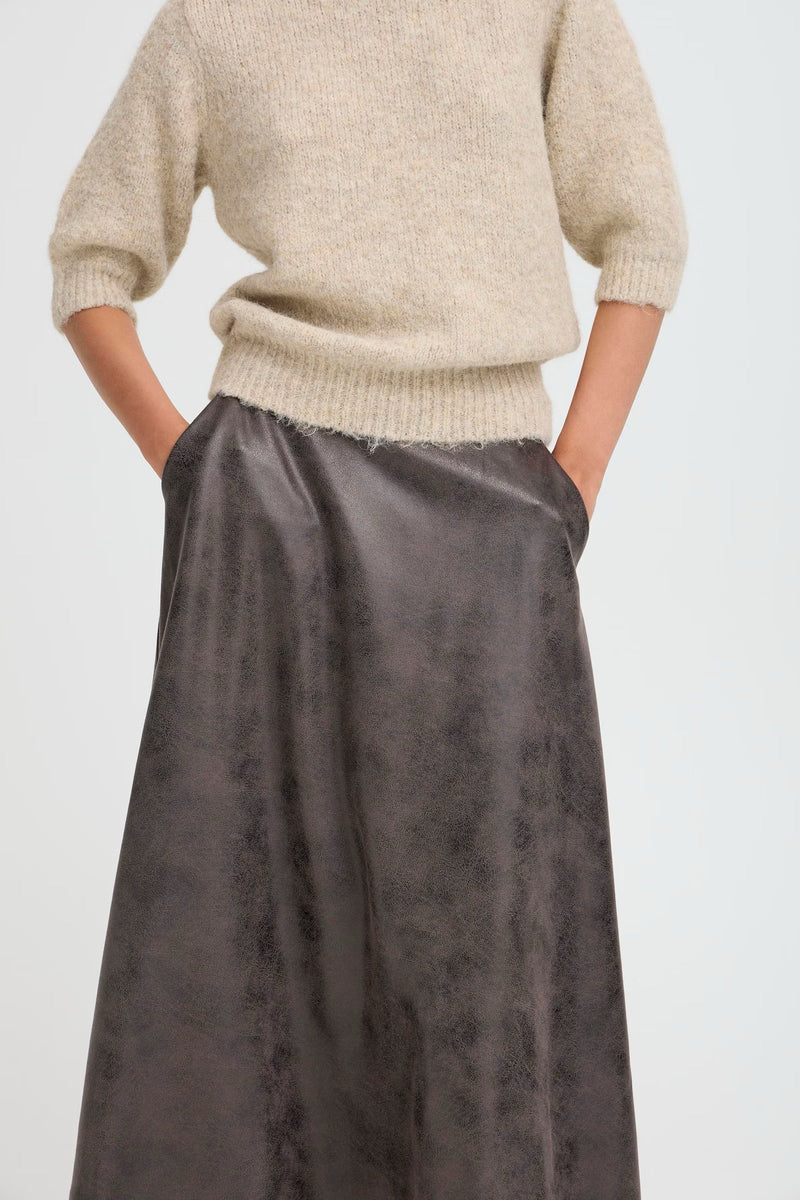 B.Young Brown Mix Midi Skirt