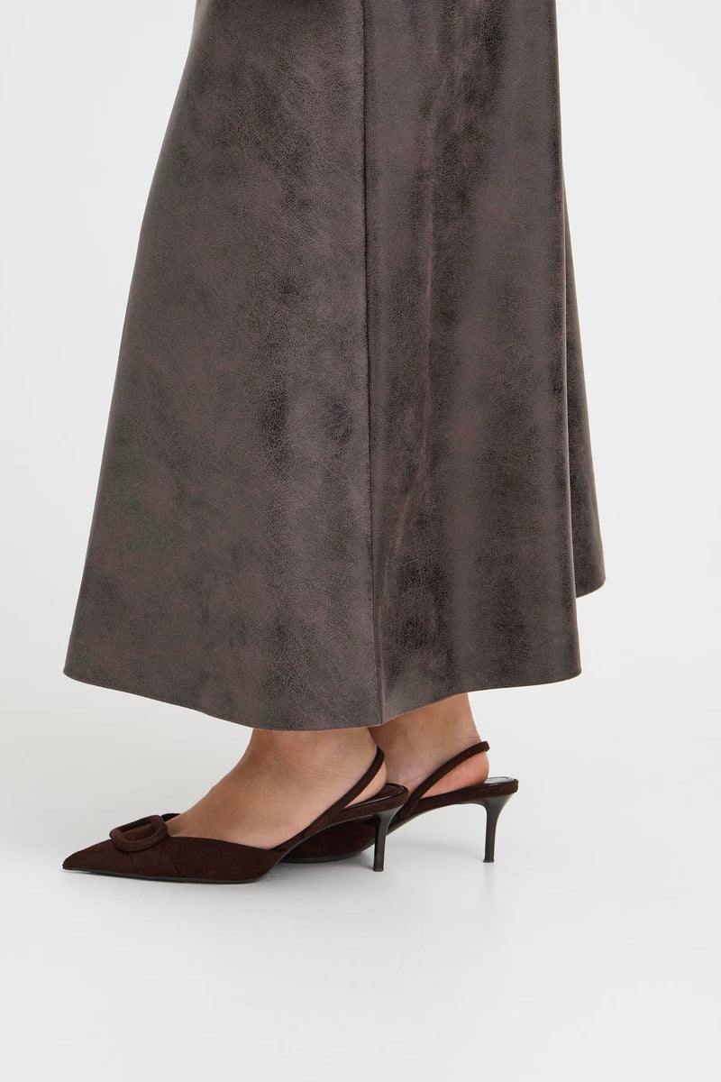 B.Young Brown Mix Midi Skirt