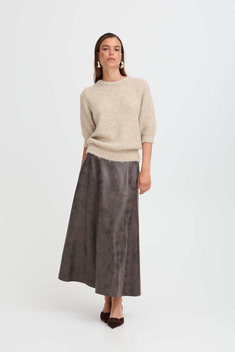 B.Young Brown Mix Midi Skirt