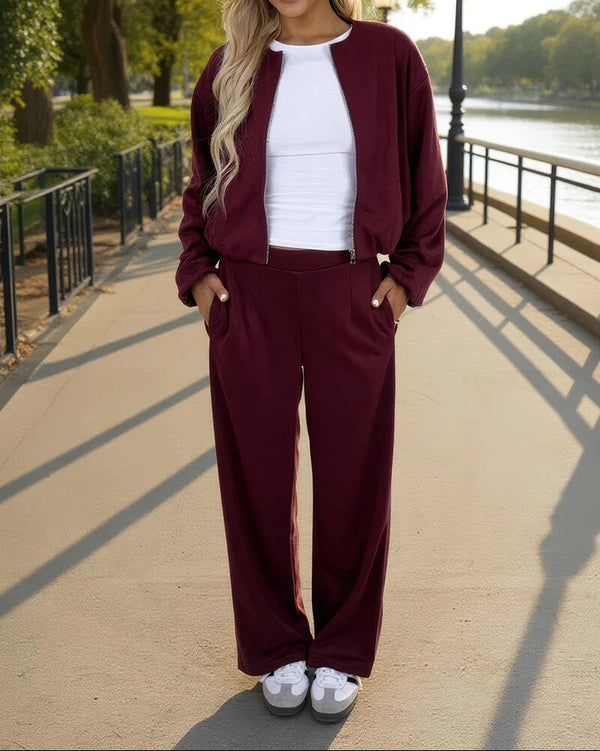 Burgundy Wide Leg Soft Trousers