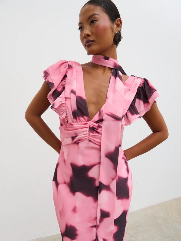 Pretty Lavish - Andi V-Neck Frill Maxi Dress