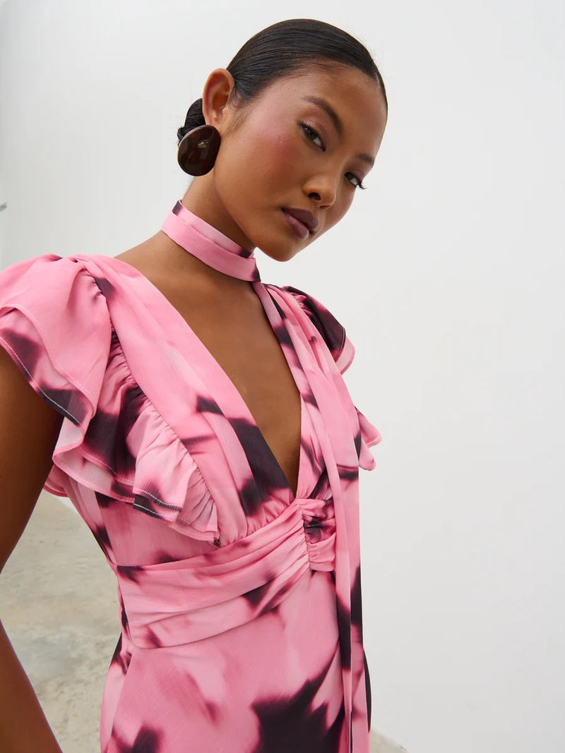 Pretty Lavish - Andi V-Neck Frill Maxi Dress
