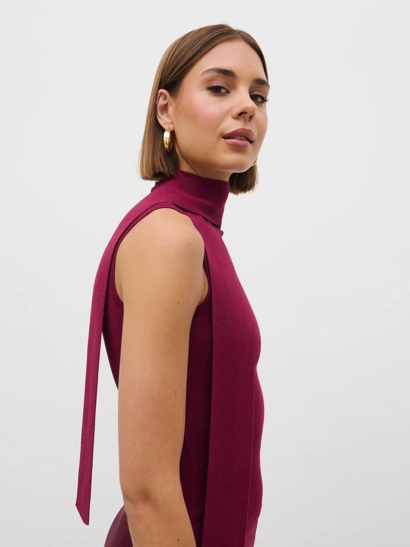 Pretty Lavish - Melanie High Neck Knit Top with Neck Tie