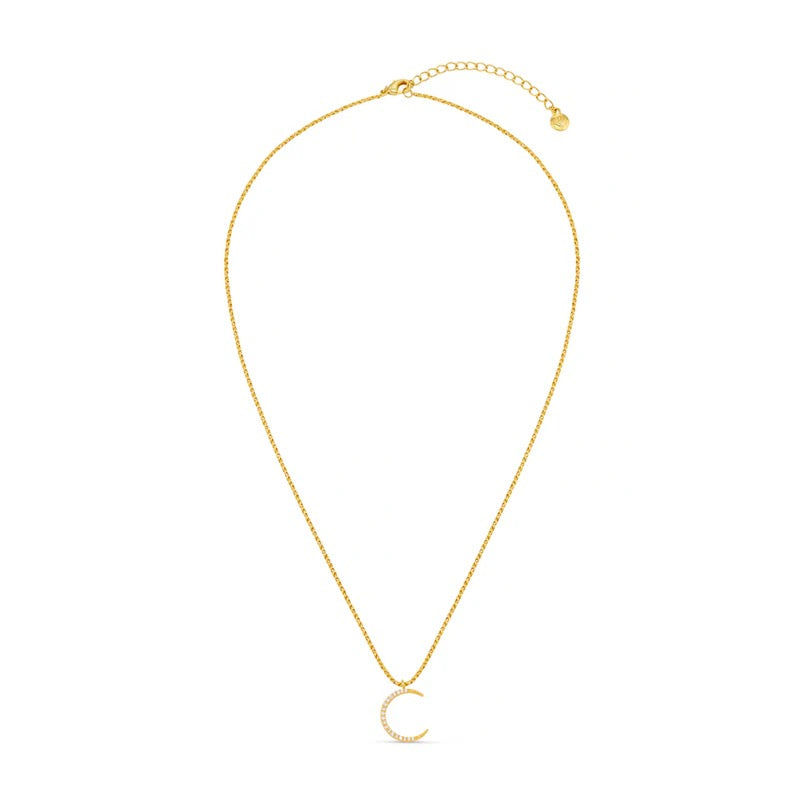 ORELIA - Pave Moon & Rope Chain Necklace