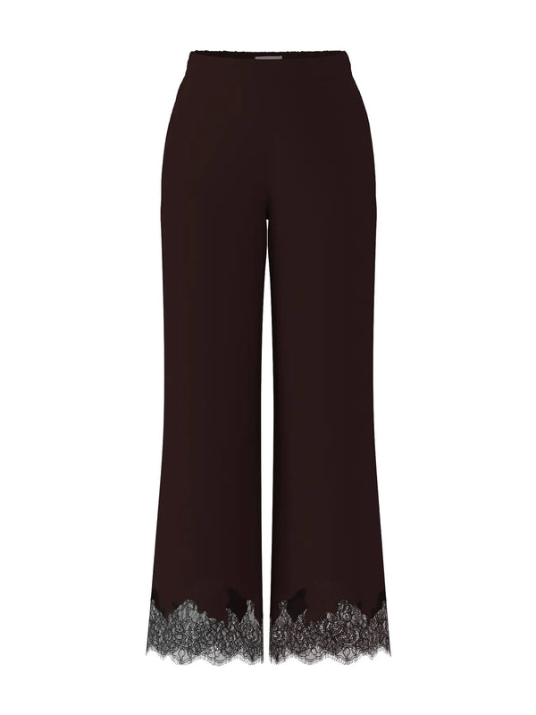 OBJECT - Brown Satin Lace Trousers