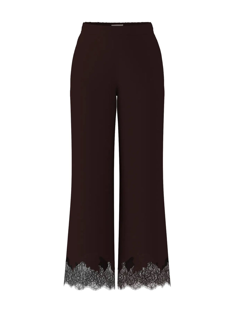 OBJECT - Brown Satin Lace Trousers