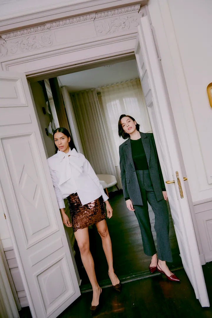 B.Young - Chocolate Sequin Mini Skirt