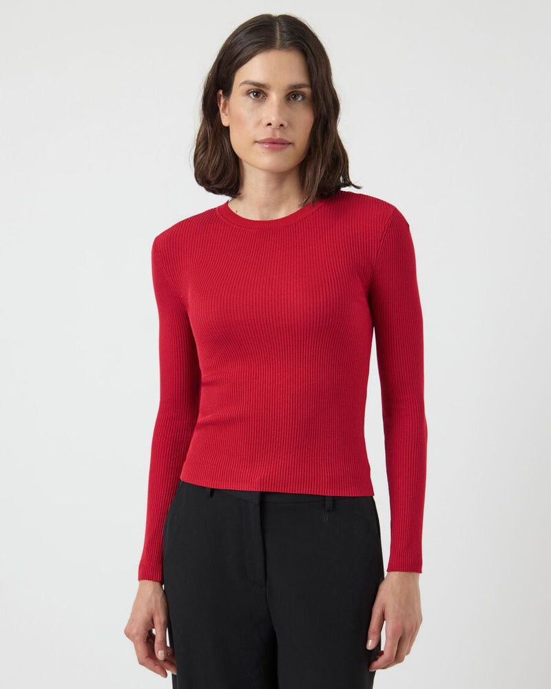 YAS - Jester Red Ribbed Top