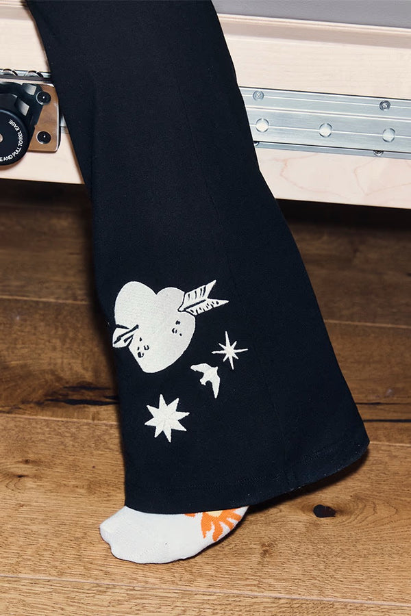 Never Fully Dressed - Black Cotton Wide Leg with Ecru Embroidery