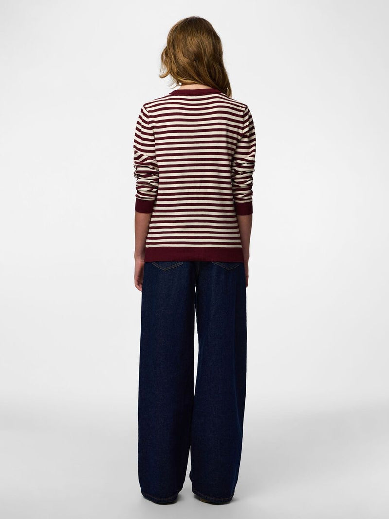 PIECES - Tawny Port Stripe Nora Cardigan