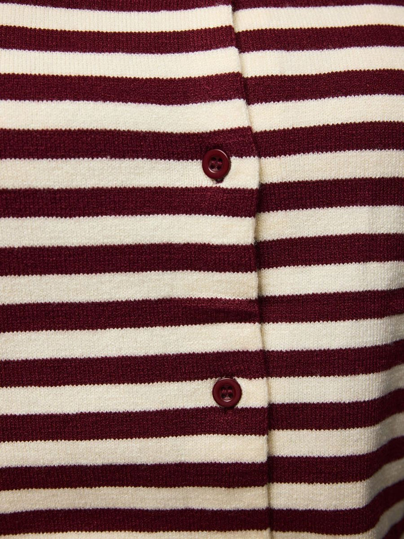 PIECES - Tawny Port Stripe Nora Cardigan