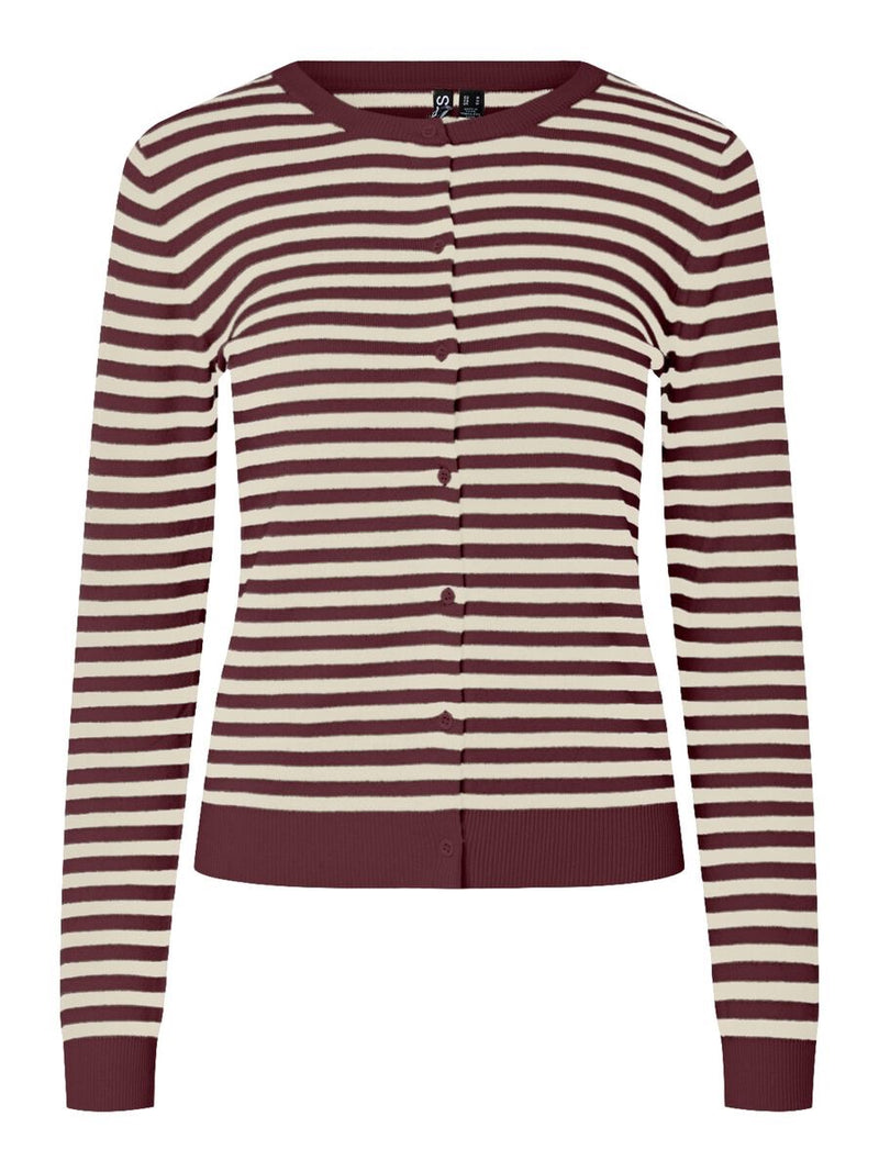 PIECES - Tawny Port Stripe Nora Cardigan