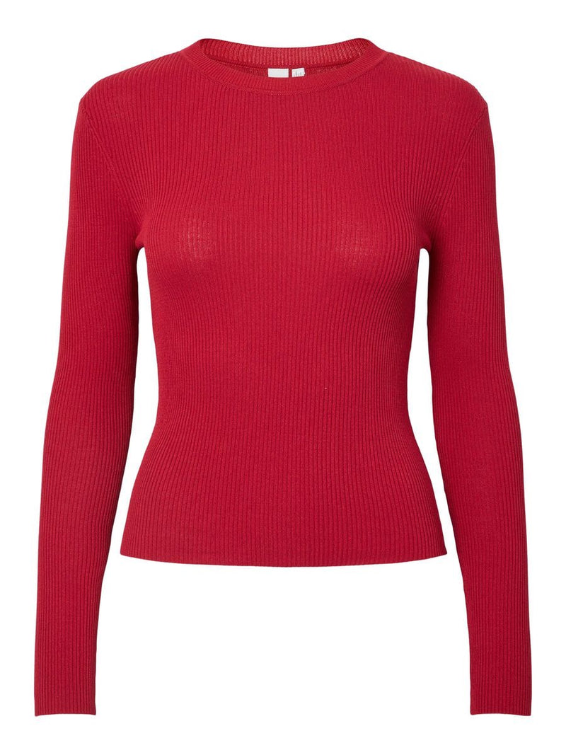 YAS - Jester Red Ribbed Top