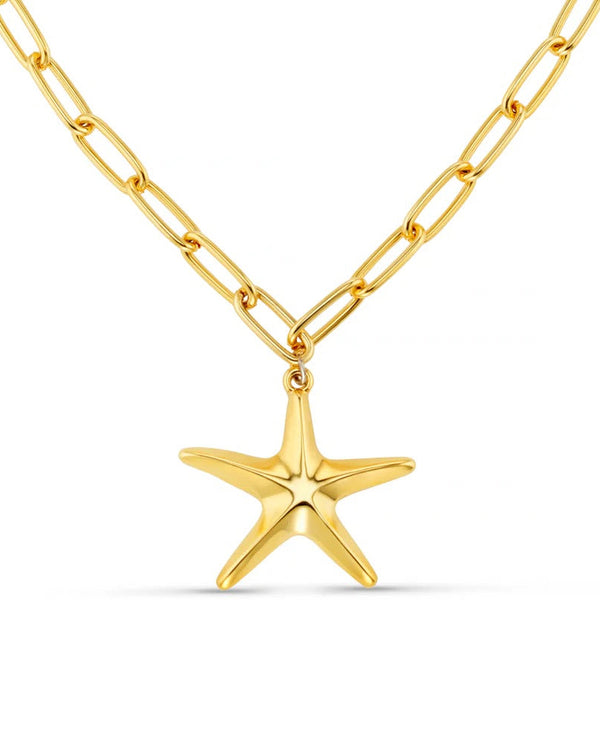 ORELIA - Statement Polished Starfish Chain Necklace
