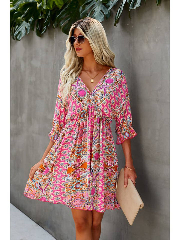Boho Pink Swing Dress