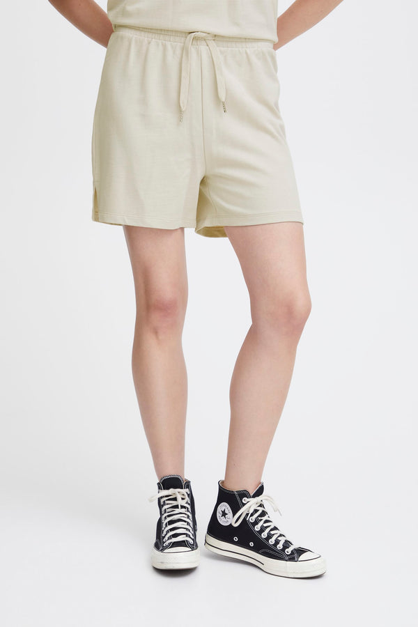 ICHI Silver Grey Cotton Shorts