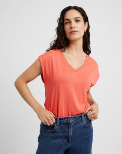 Great Plains - Hot Coral Jersey Top
