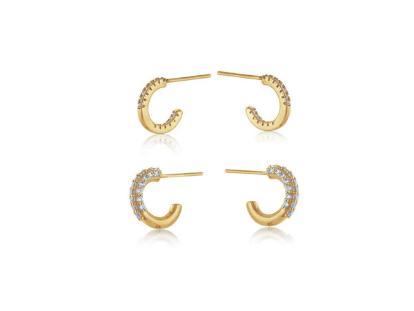 Big Metal Dou Gem Encrusted Hoop Earrings