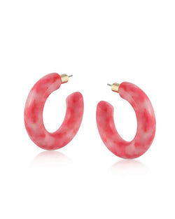 Big Metal London Pink Glaze Hoop Earrings