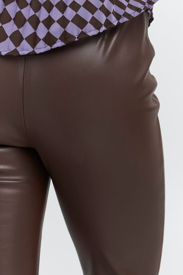 ICHI Chocolate PU Trousers