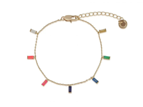 Big Metal Delia Baguette Rainbow Bracelet