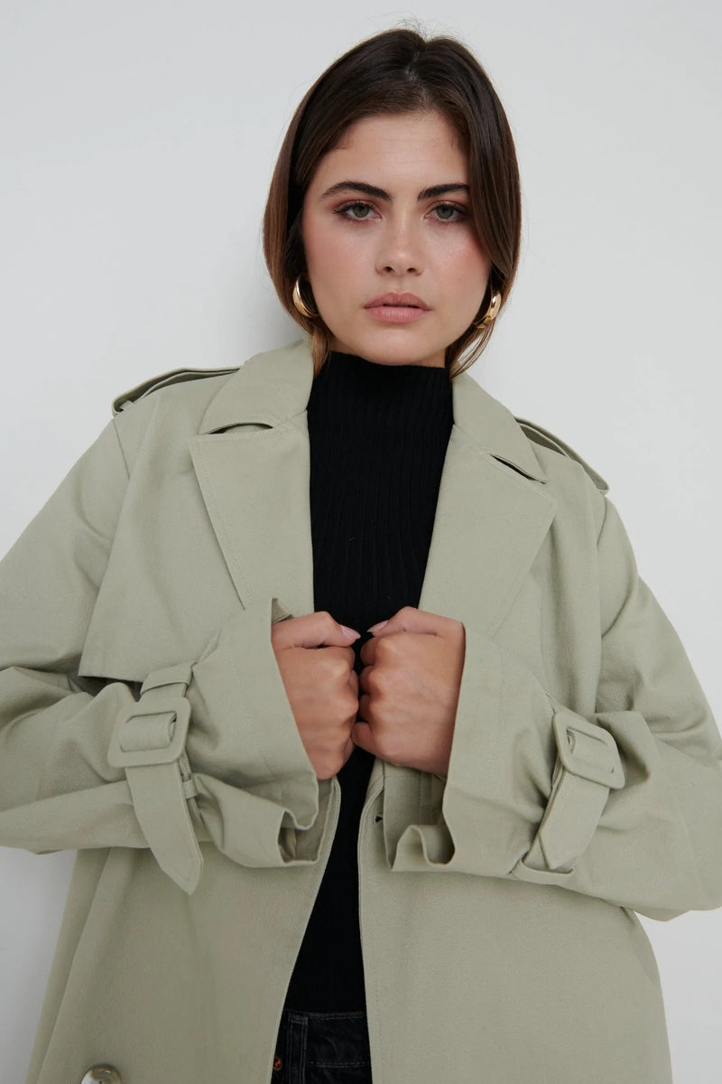 River Olive Oversized Trench