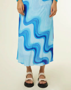 FRNCH - Edelyne Blue Swirl Midi Skirt
