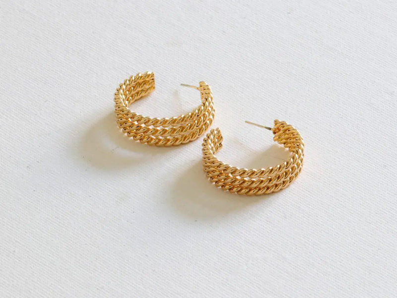 Big Metal Petra Gold Chain Chunky Earrings