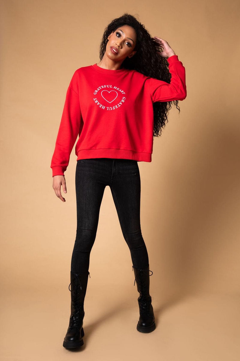 SORELLE - Red Grateful Heart  Sweatshirt
