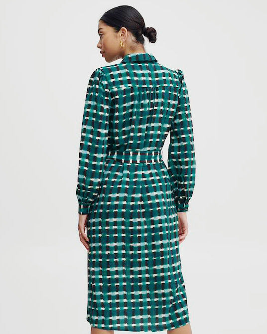 B.Young Green Mix Shirt Dress