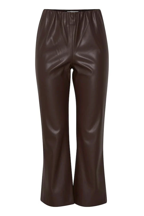 ICHI Chocolate PU Trousers