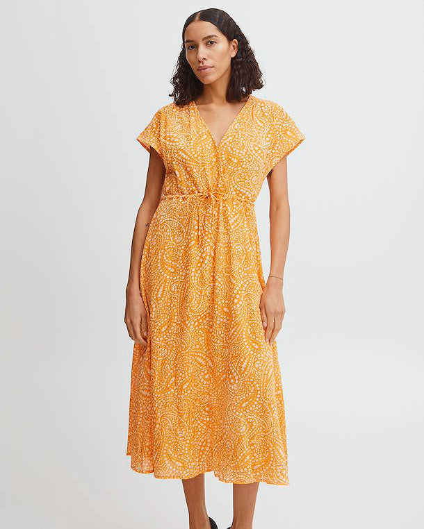 B.Young Peach Cobbler Printed Dress
