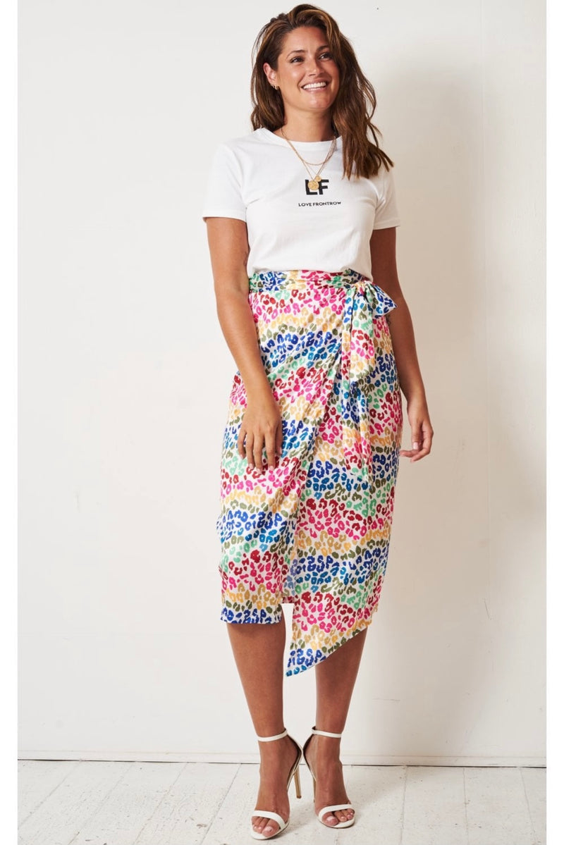Rainbow Leopard Wrap Skirt