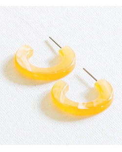 Big Metal London Yellow Glaze Flat Hoop Earrings