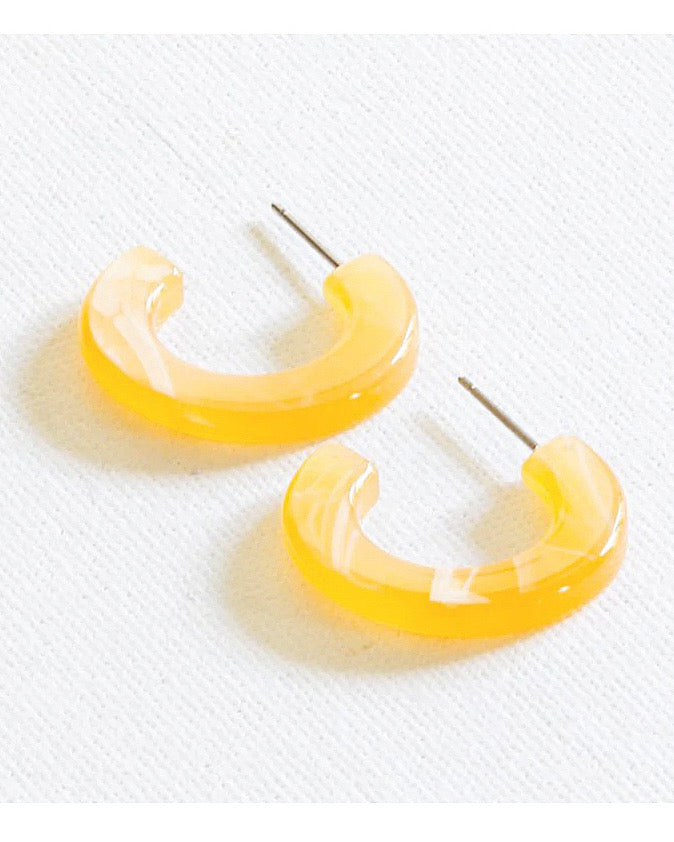 Big Metal London Yellow Glaze Flat Hoop Earrings