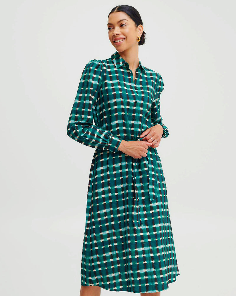 B.Young Green Mix Shirt Dress