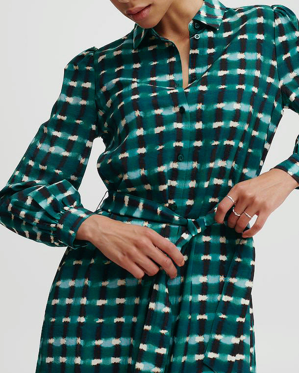 B.Young Green Mix Shirt Dress