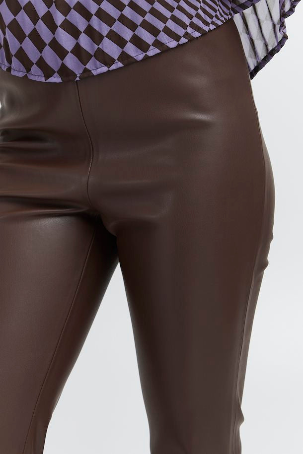 ICHI Chocolate PU Trousers