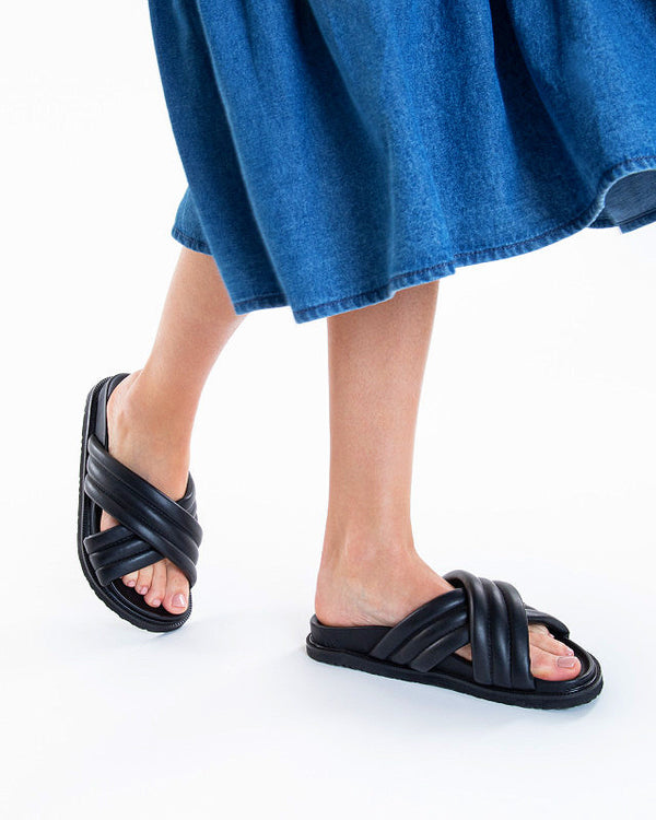 Vanessa Wu - Black Padded Sandals