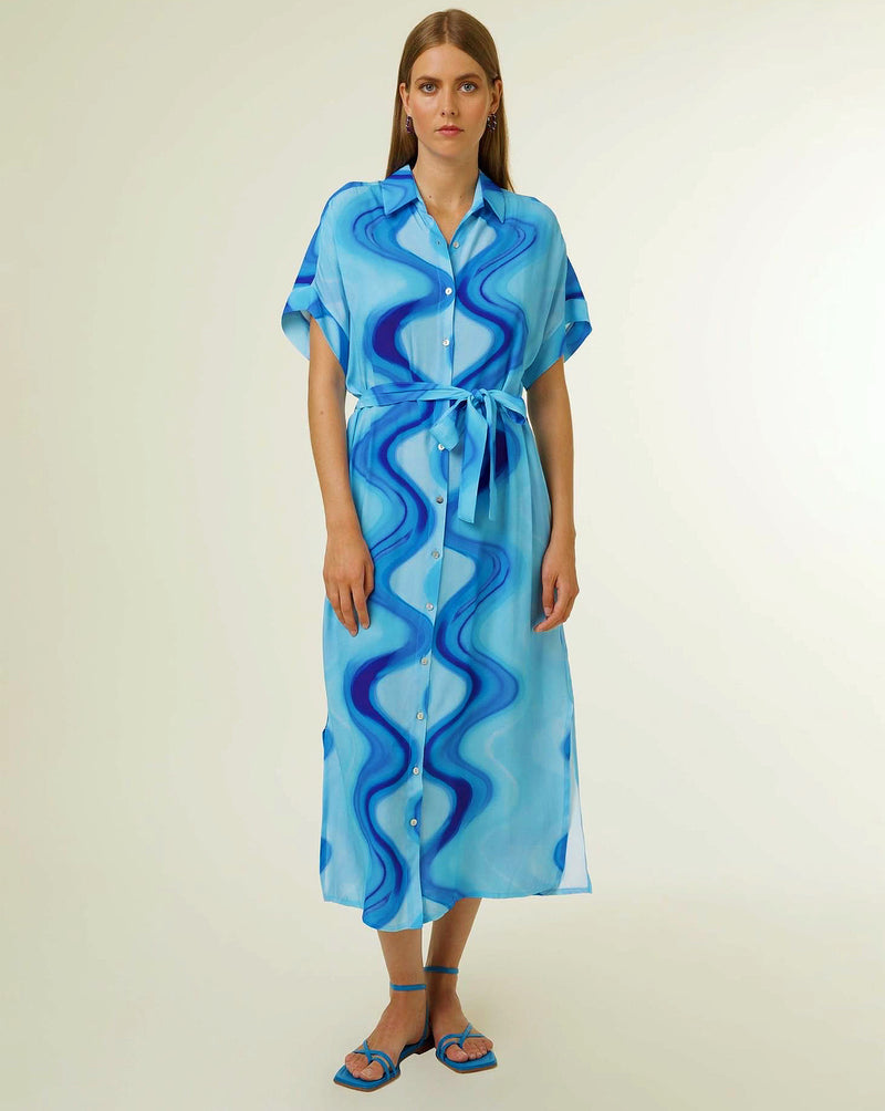 FRNCH - Edwige Blue Swirl Dress Pretty Parade Boutique FRNCH - Edwige Blue Swirl Dress Pretty Parade Boutique
