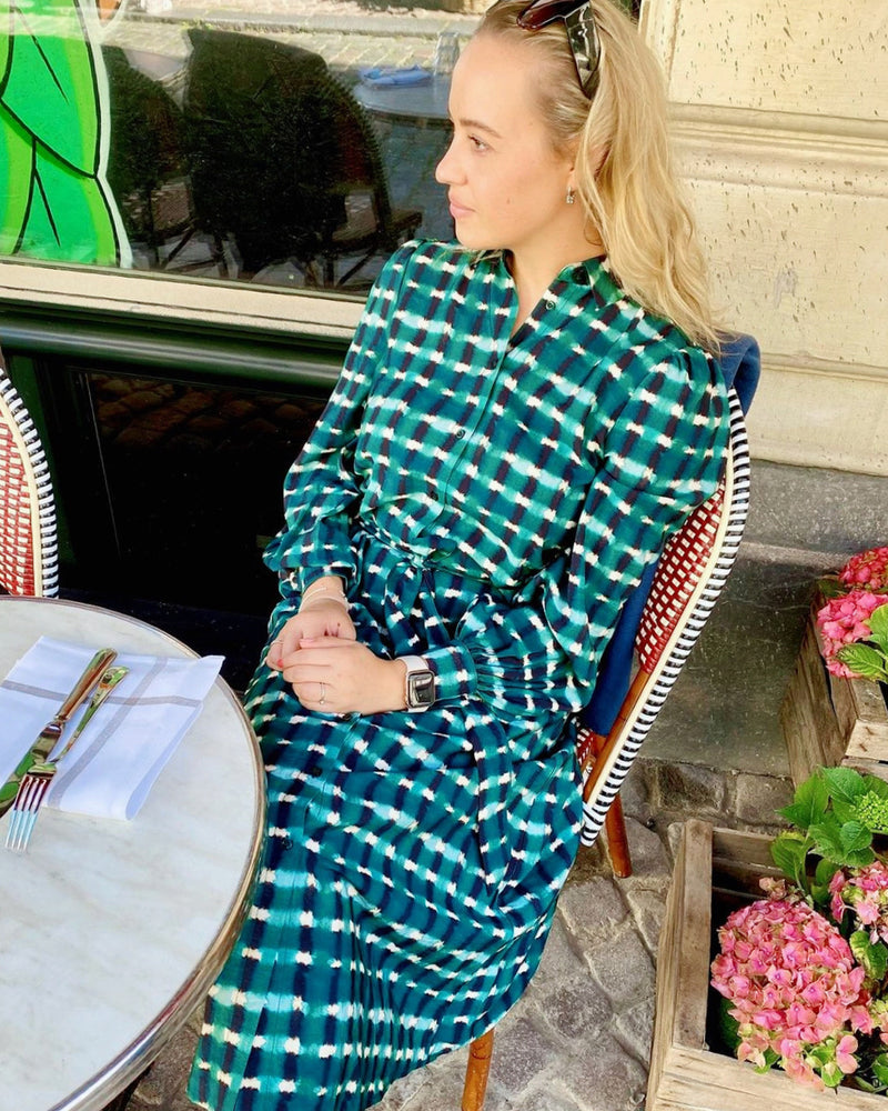 B.Young Green Mix Shirt Dress