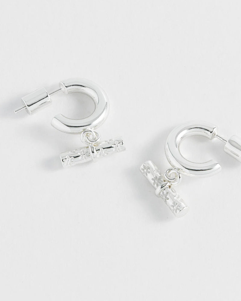 Estella Bartlett - Silver T-Bar Hoop Earrings