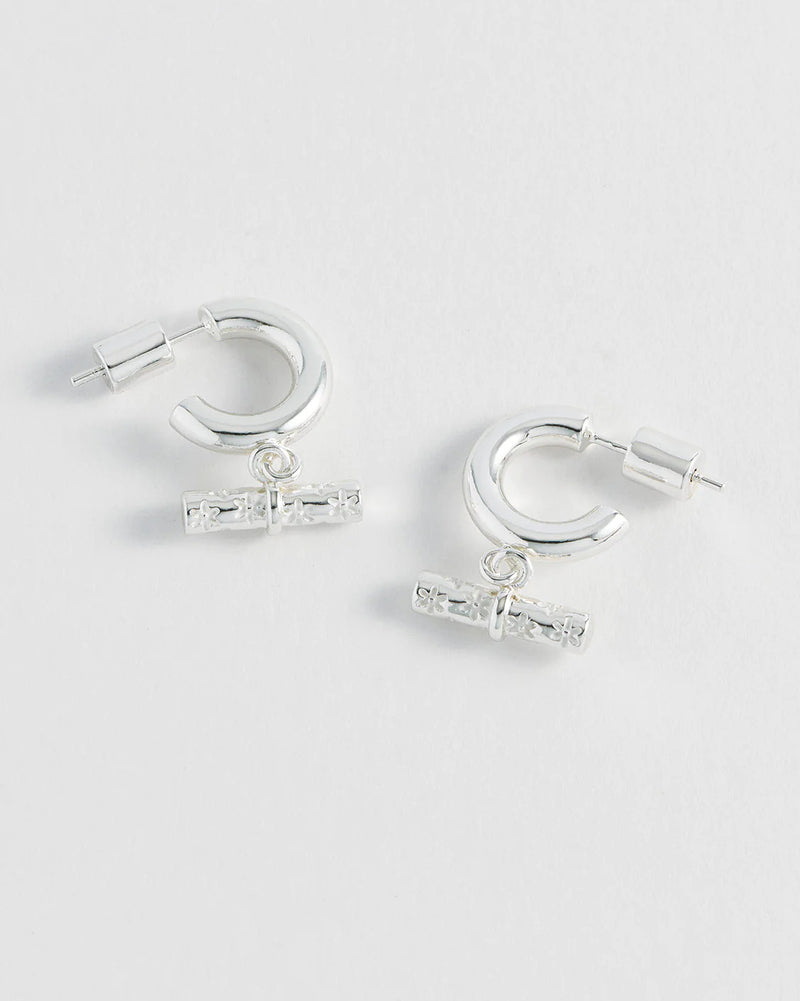 Estella Bartlett - Silver T-Bar Hoop Earrings